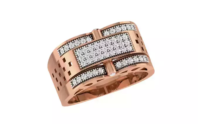 Gents Groom Mens Diamond Band Ring 3dm stl render details 3D print model