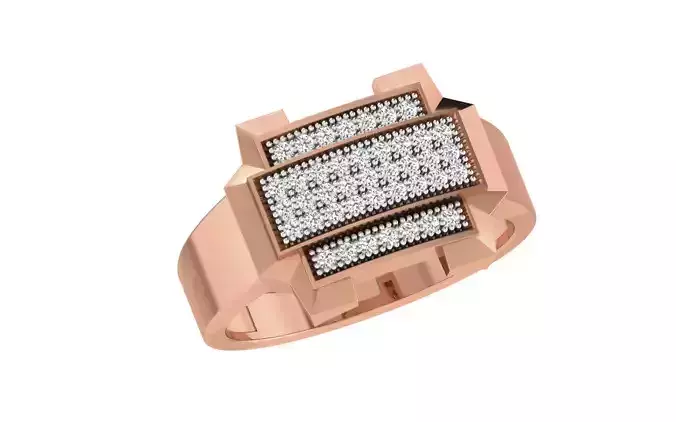 Gents Groom Mens Diamond Band Ring 3dm stl render details 3D print model