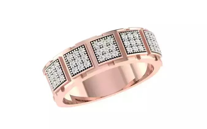 Gents Groom Mens Diamond Band Ring 3dm stl render details 3D print model