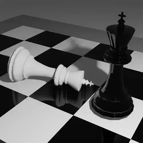 Chess board with two pieces Low-poly 3D model
