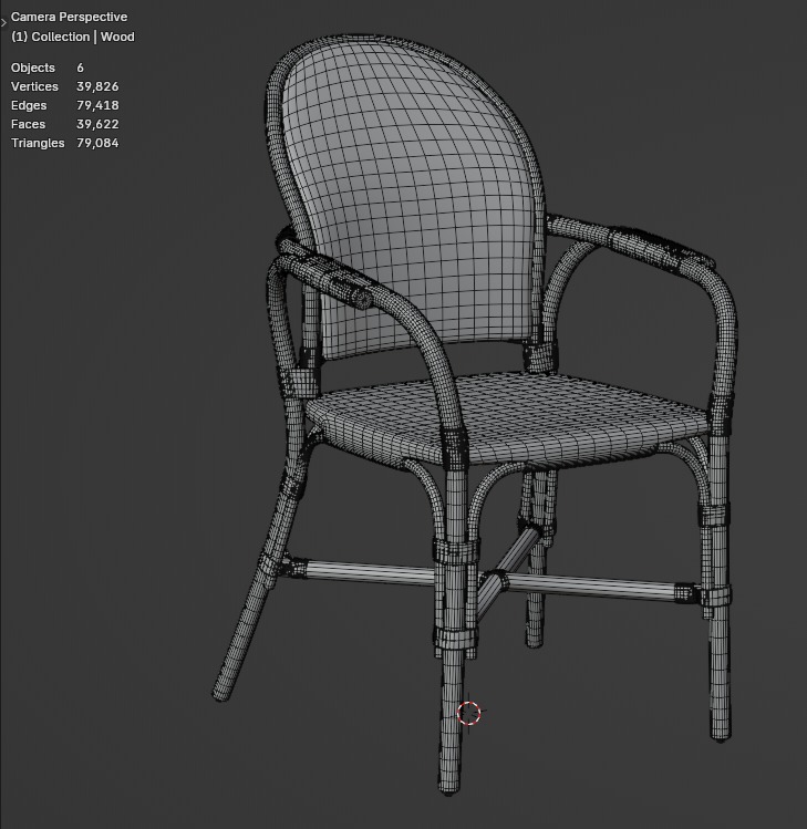 Paris Bistro Chair - Multi Variants Low-poly 3D model_5