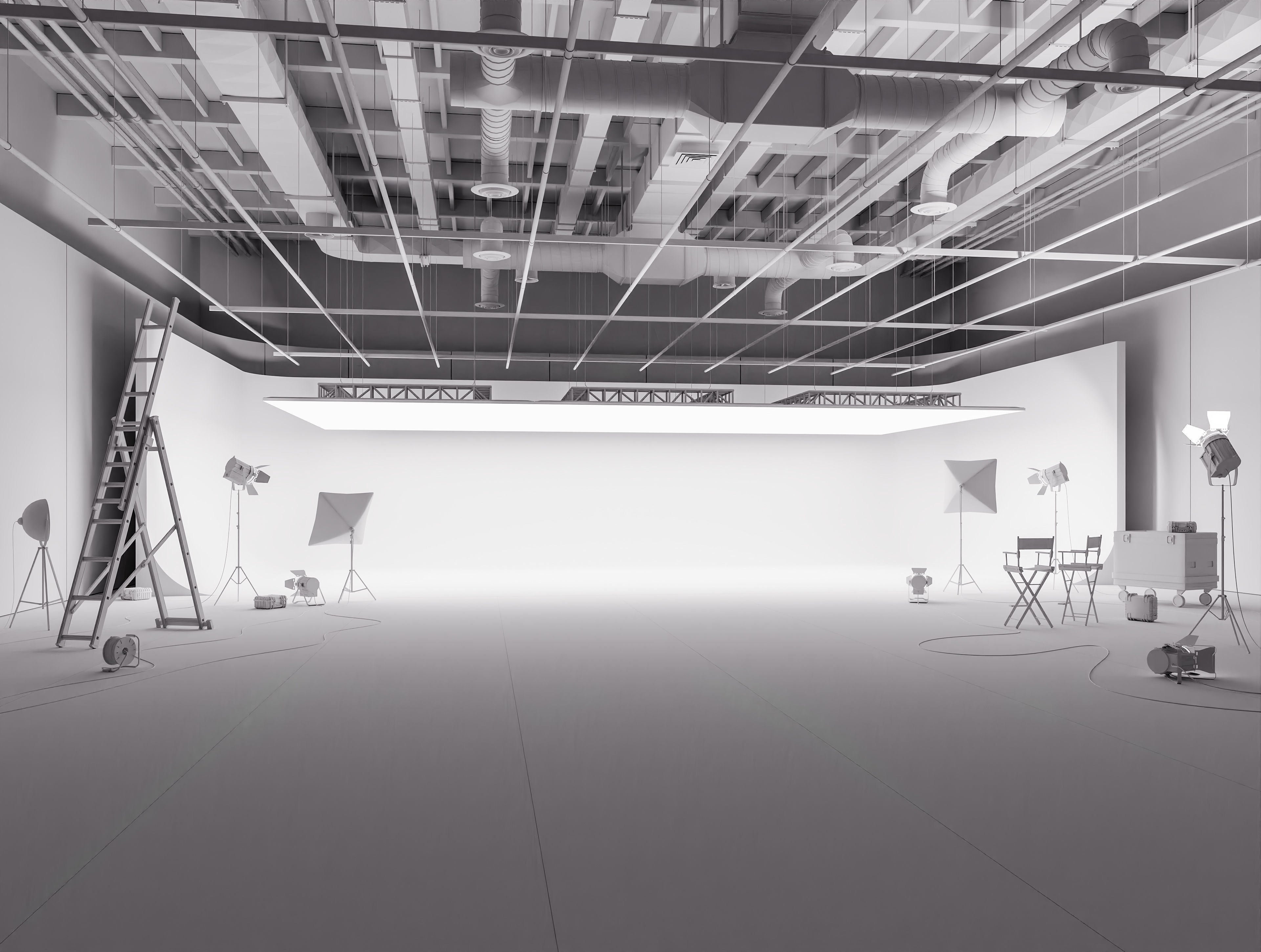Hangar studio interior Low-poly 3D model_2