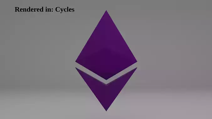 Etherum logo purple Low-poly 3D model
