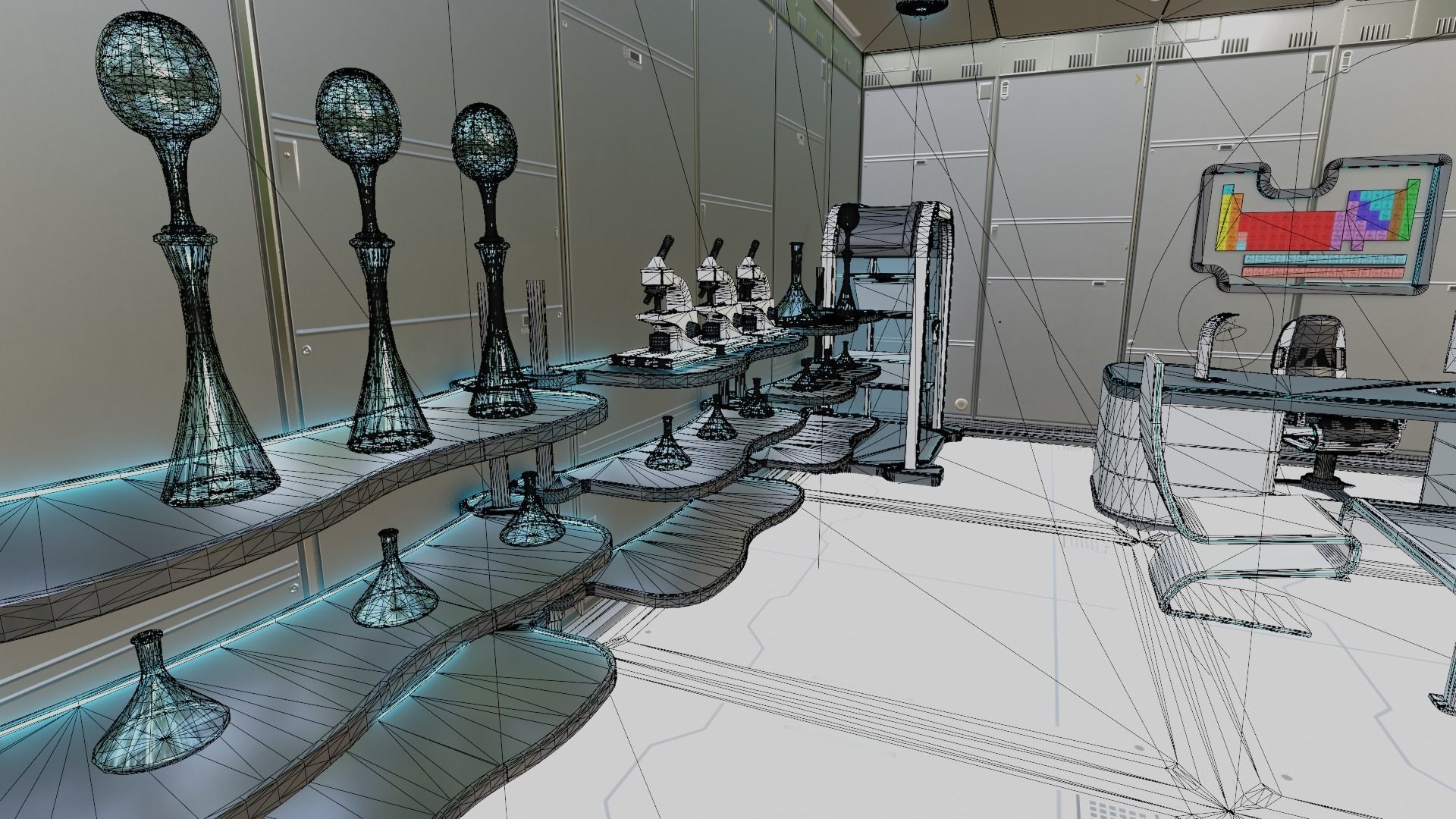 MEDICAL LABORATORY MODULAR FUTURISTIC SCI FI Game Ready Low-poly 3D model_5