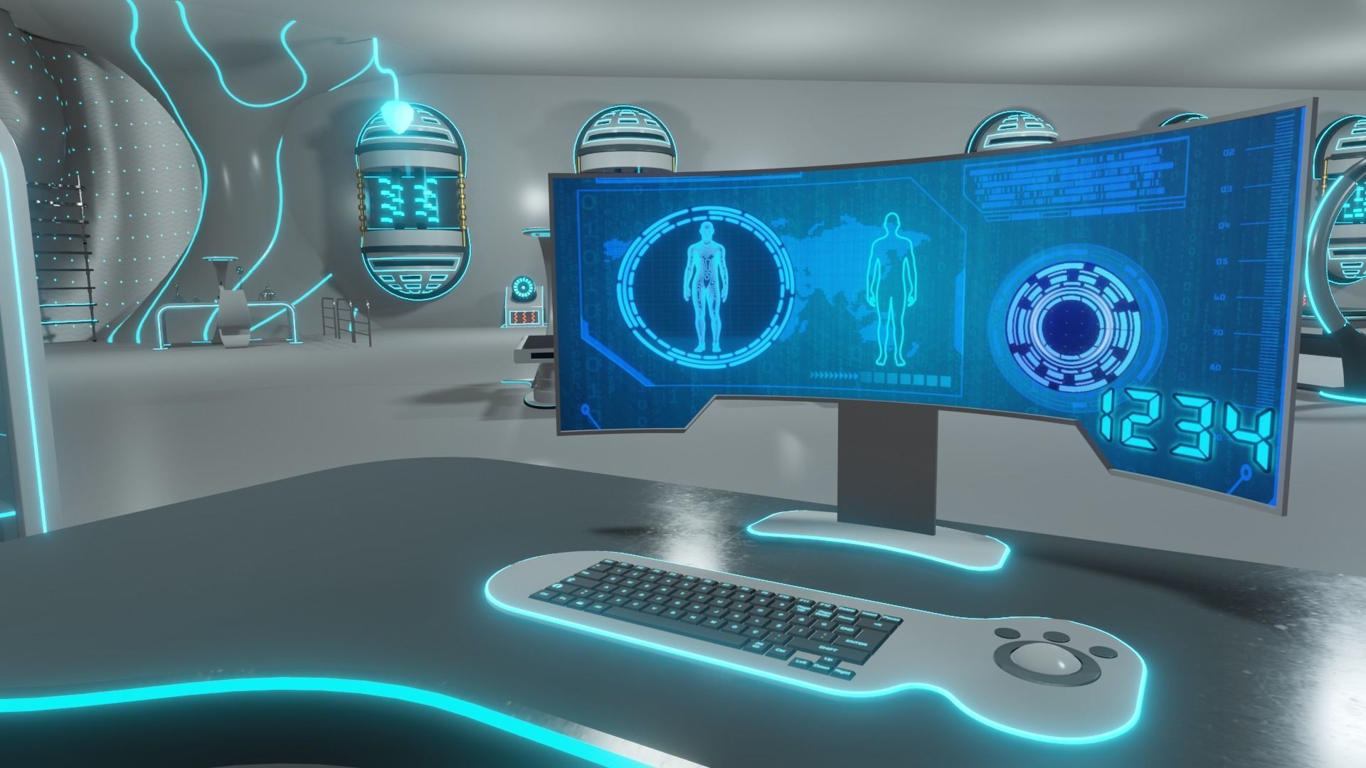 MEDICAL LABORATORY MODULAR FUTURISTIC SCI FI Game Ready Low-poly 3D model_8