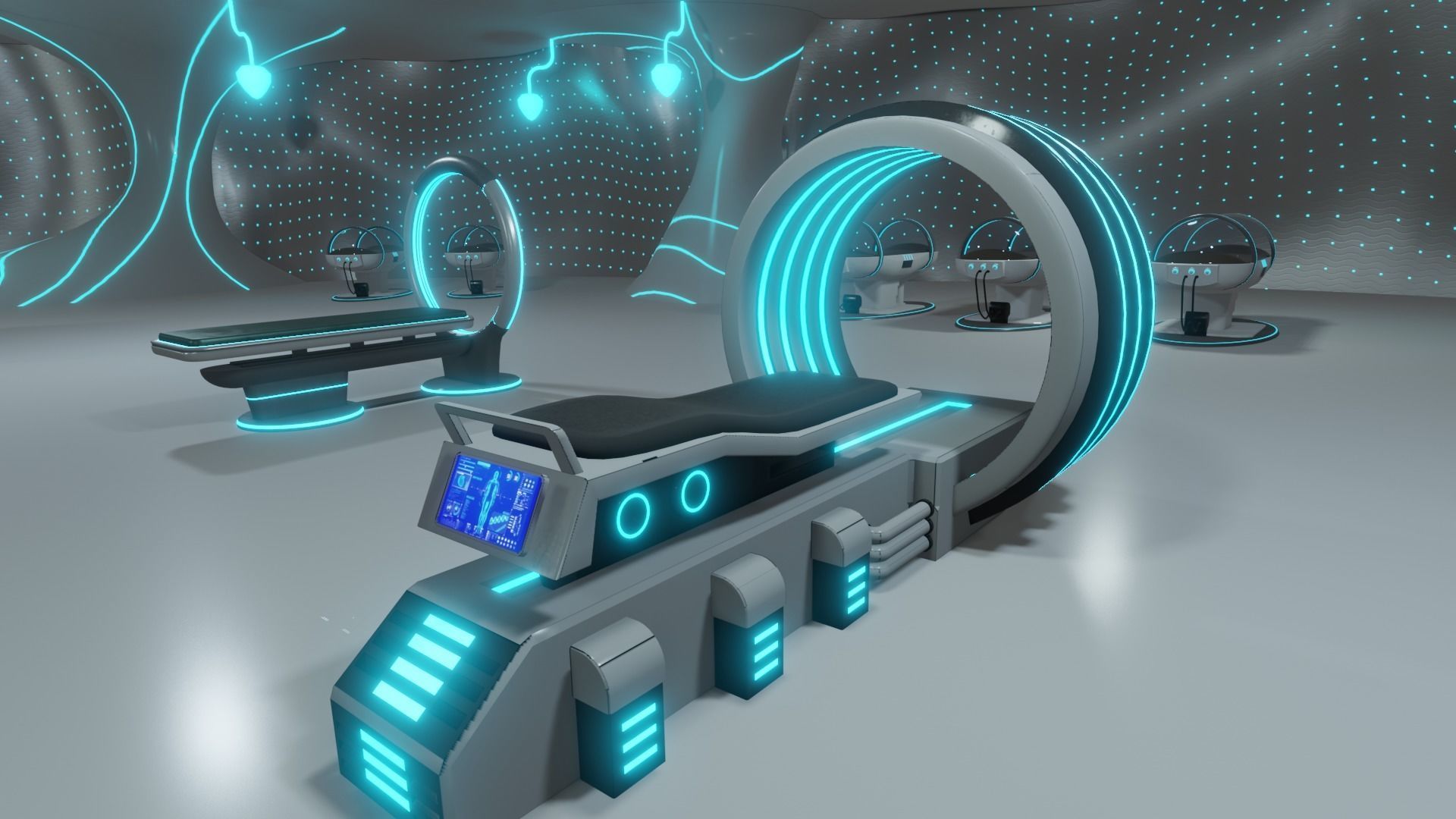 MEDICAL LABORATORY MODULAR FUTURISTIC SCI FI Game Ready Low-poly 3D model_10