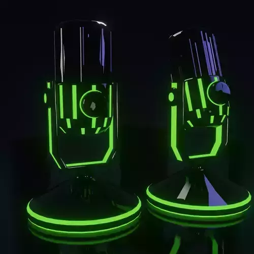 Microphones pair of glowing