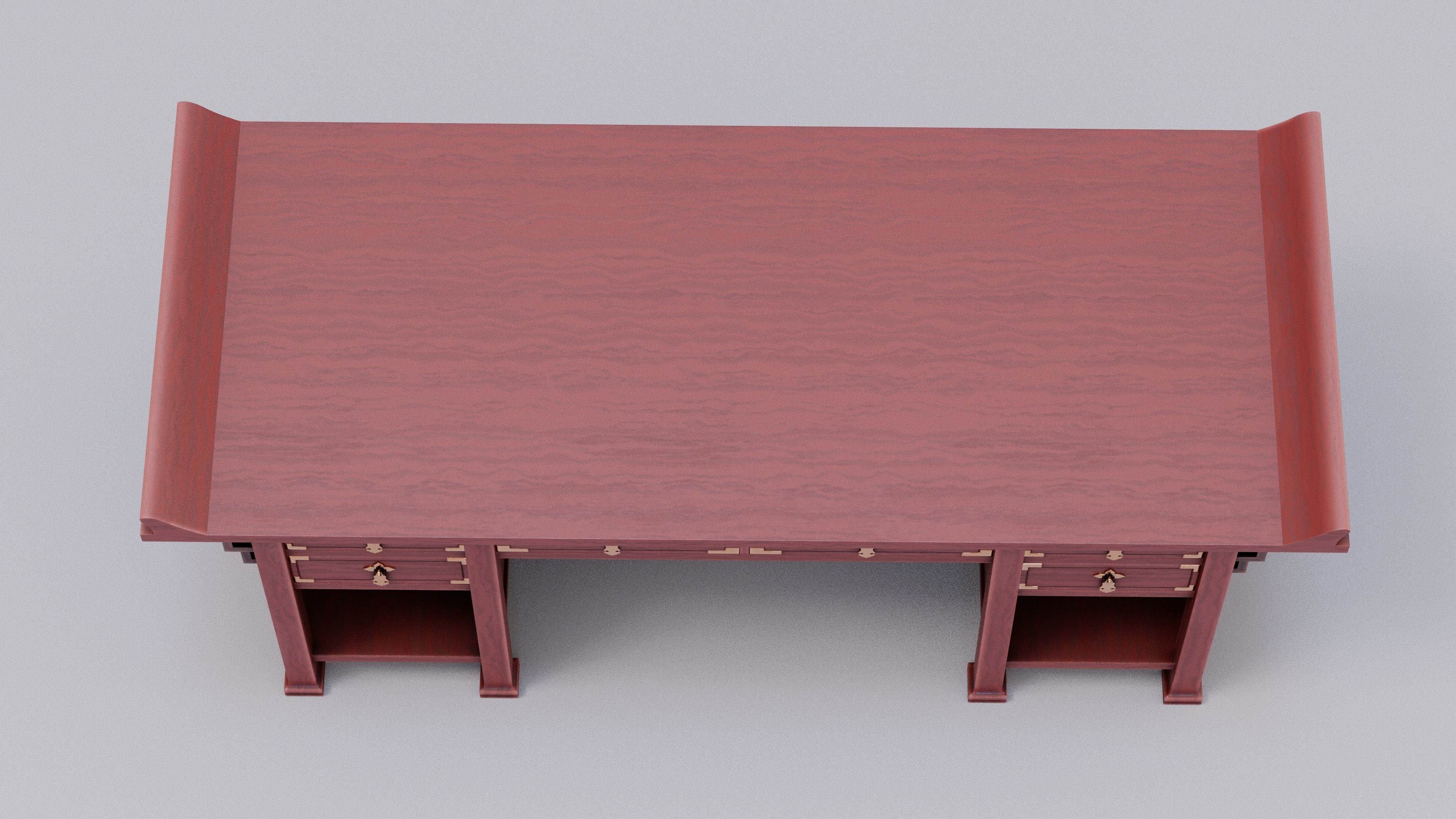 Chinese Trade Furniture Kit - 00 Desk Low-poly 3D model_5