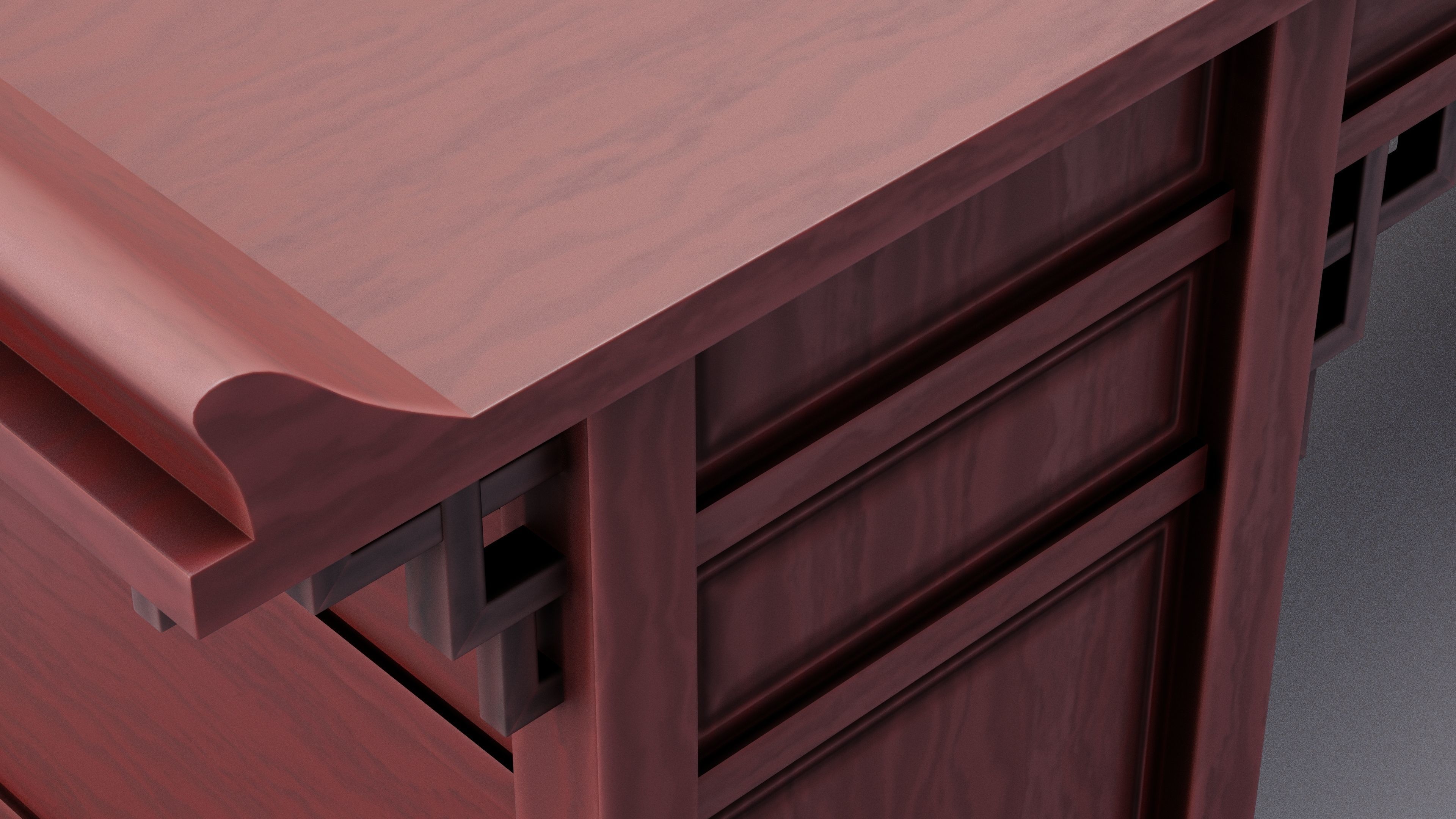 Chinese Trade Furniture Kit - 00 Desk Low-poly 3D model_7