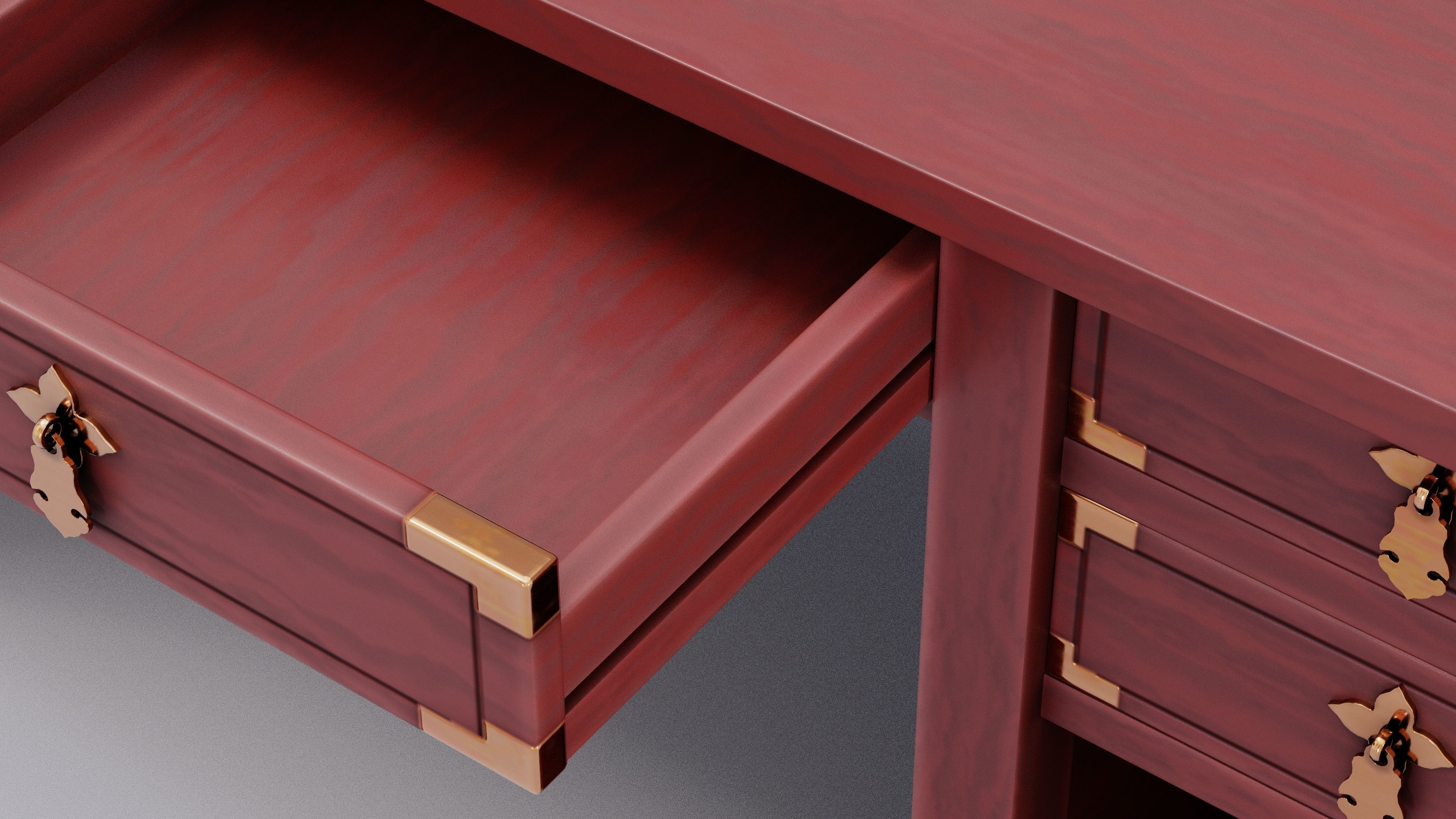 Chinese Trade Furniture Kit - 00 Desk Low-poly 3D model_8