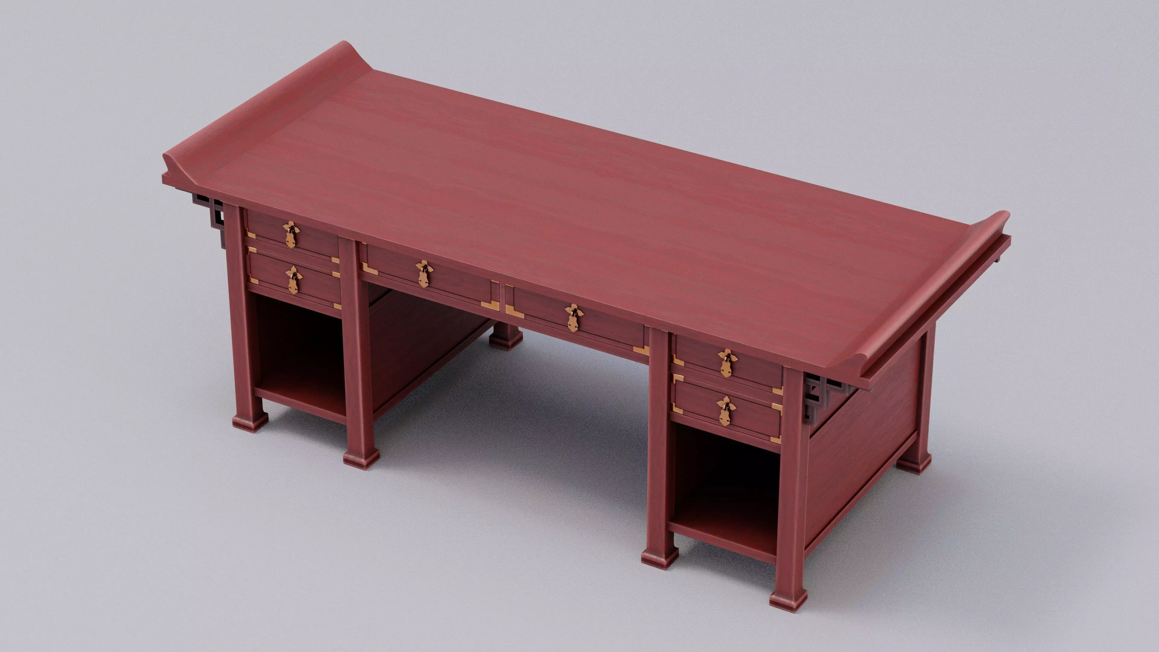Chinese Trade Furniture Kit - 00 Desk Low-poly 3D model_0