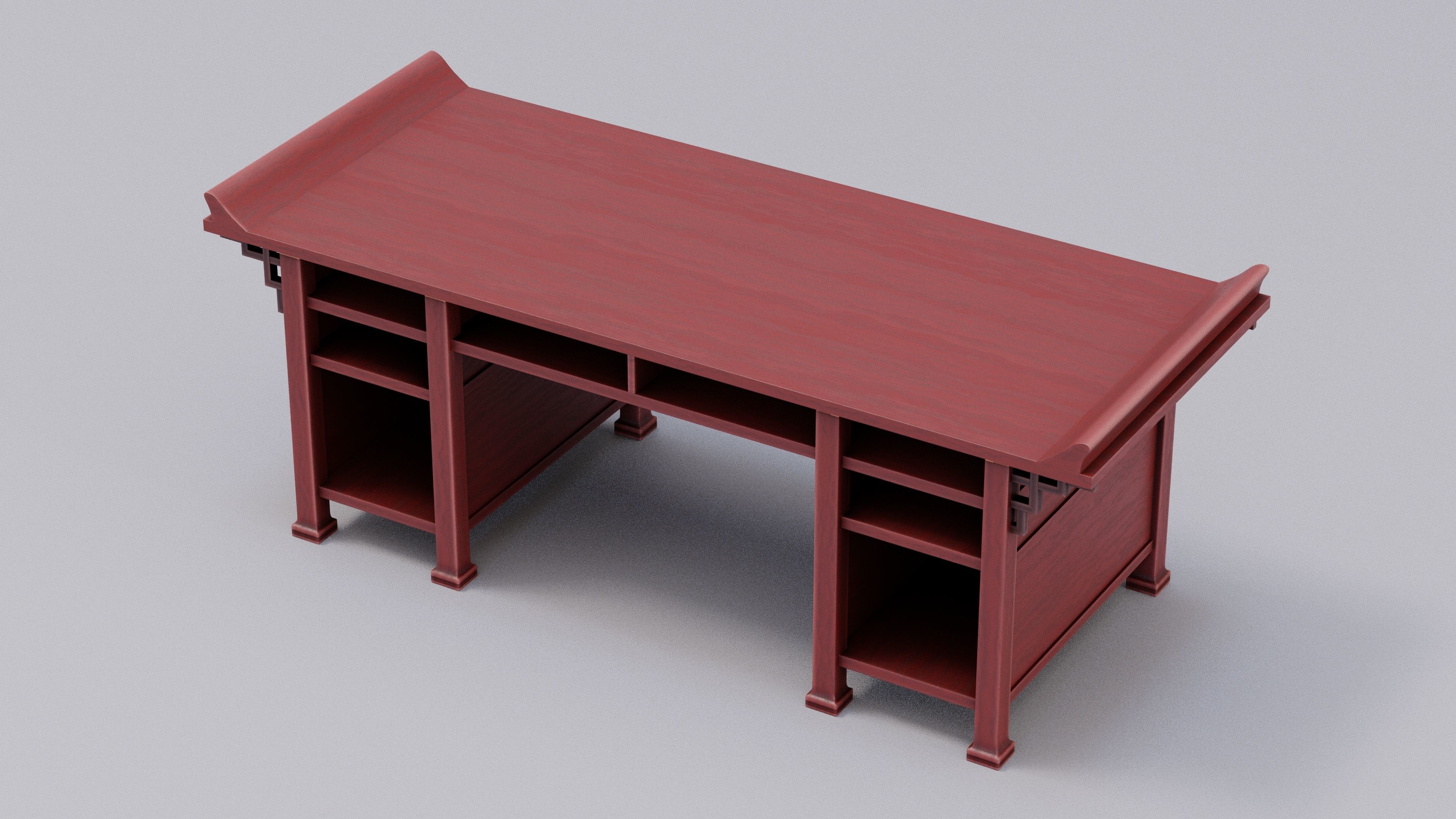 Chinese Trade Furniture Kit - 00 Desk Low-poly 3D model_2