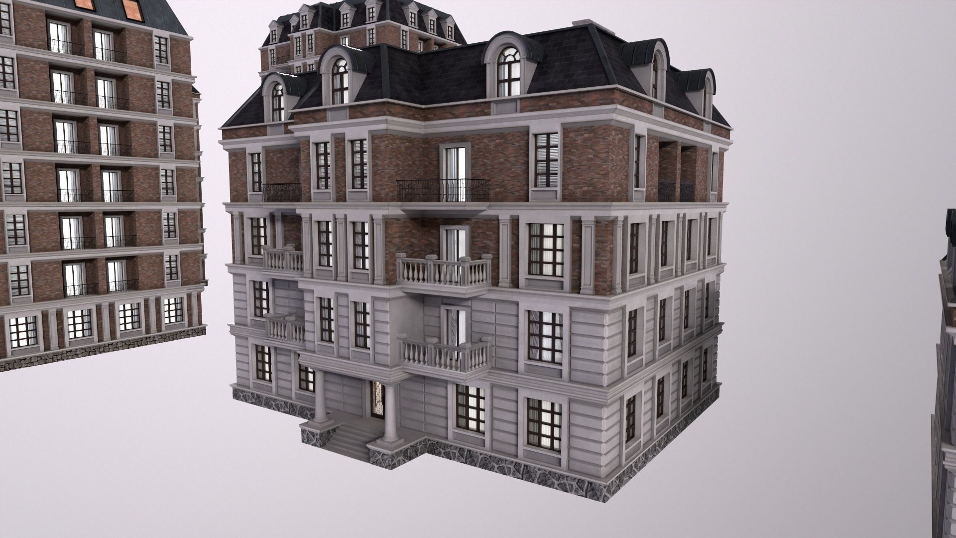 Architecture PBR City Buildings kitbash Low-poly 3D model_3
