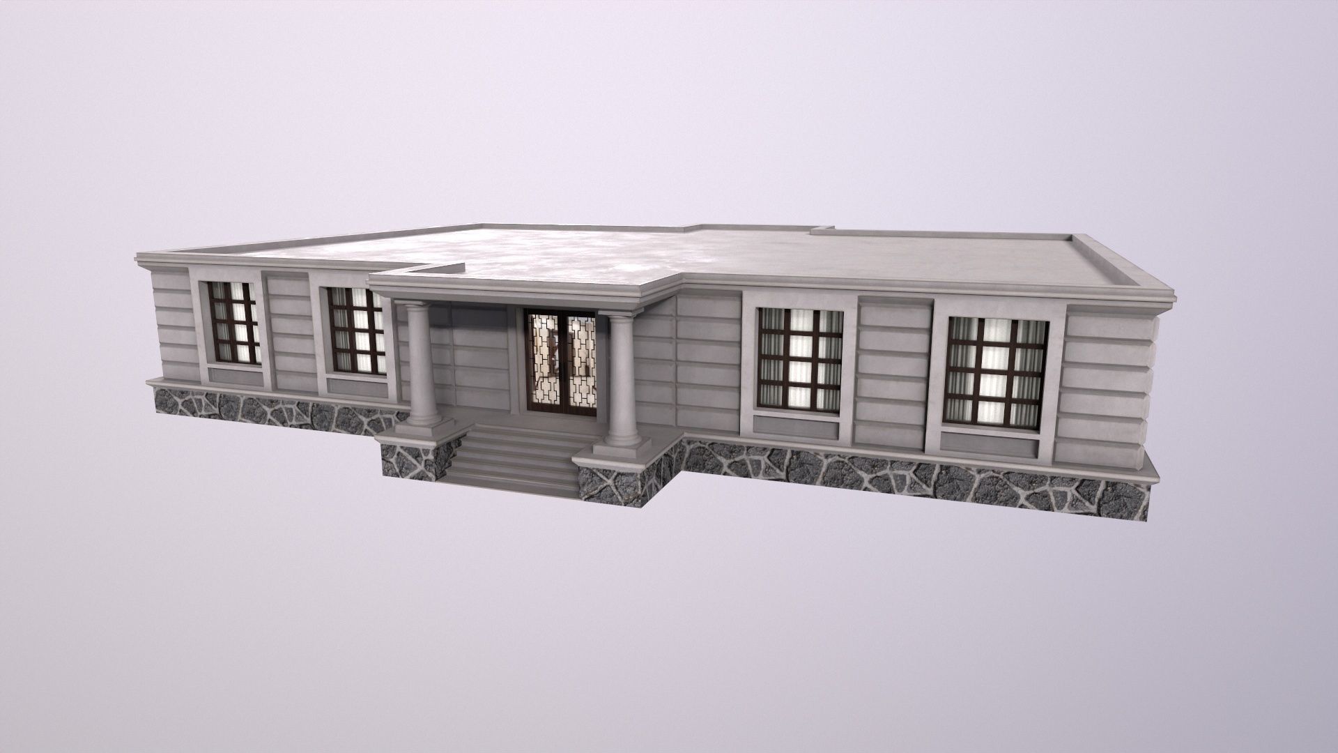 Architecture PBR City Buildings kitbash Low-poly 3D model_10