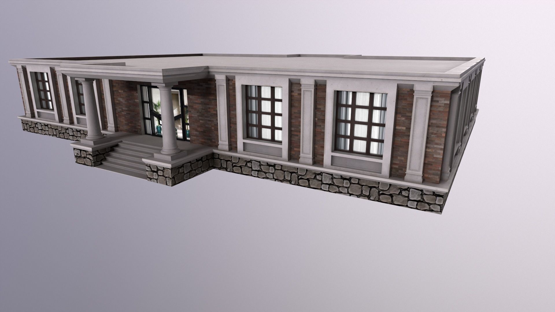 Architecture PBR City Buildings kitbash Low-poly 3D model_16