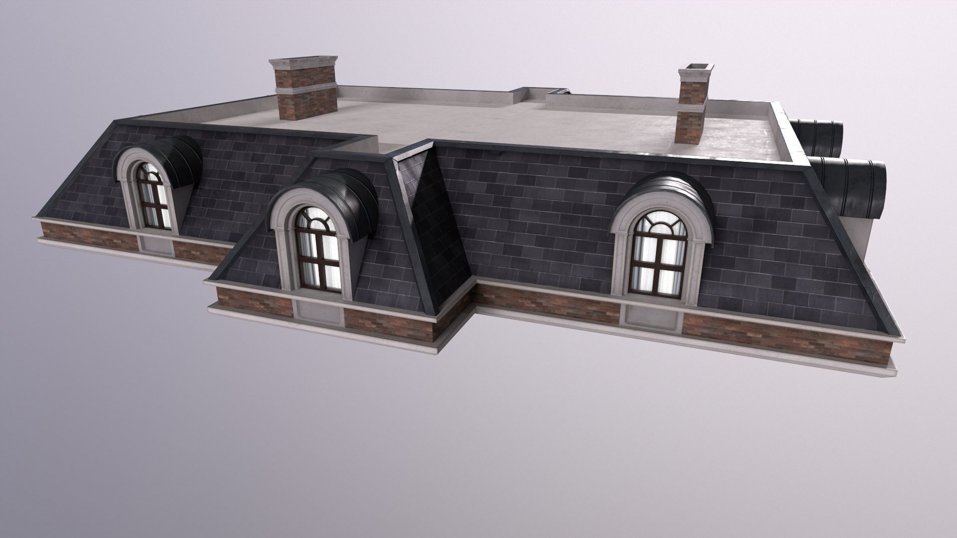 Architecture PBR City Buildings kitbash Low-poly 3D model_14