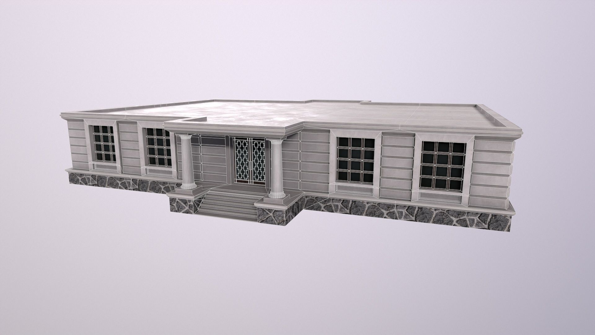 Architecture PBR City Buildings kitbash Low-poly 3D model_11