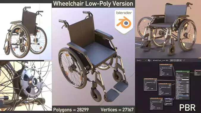 Wheelchair Low-Poly Version Low-poly 3D model