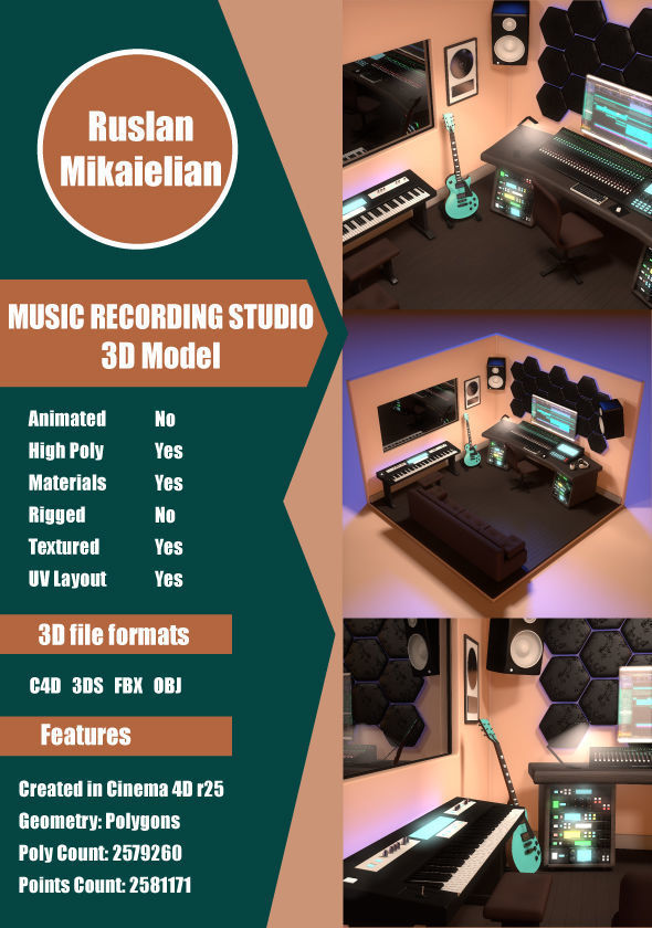 Music Recording Studio  3D model_1