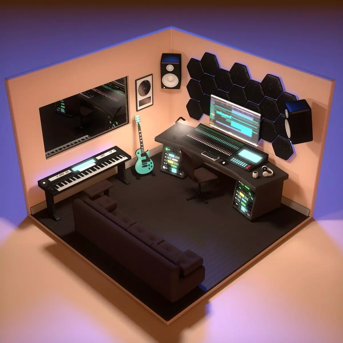 Music Recording Studio  3D model_0