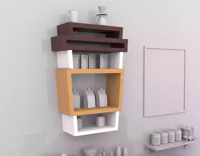 Shelf coffee cup take away 3D model Low-poly 3D model