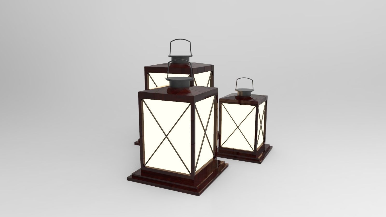 lantern I three wooden lanterns 3D model_5