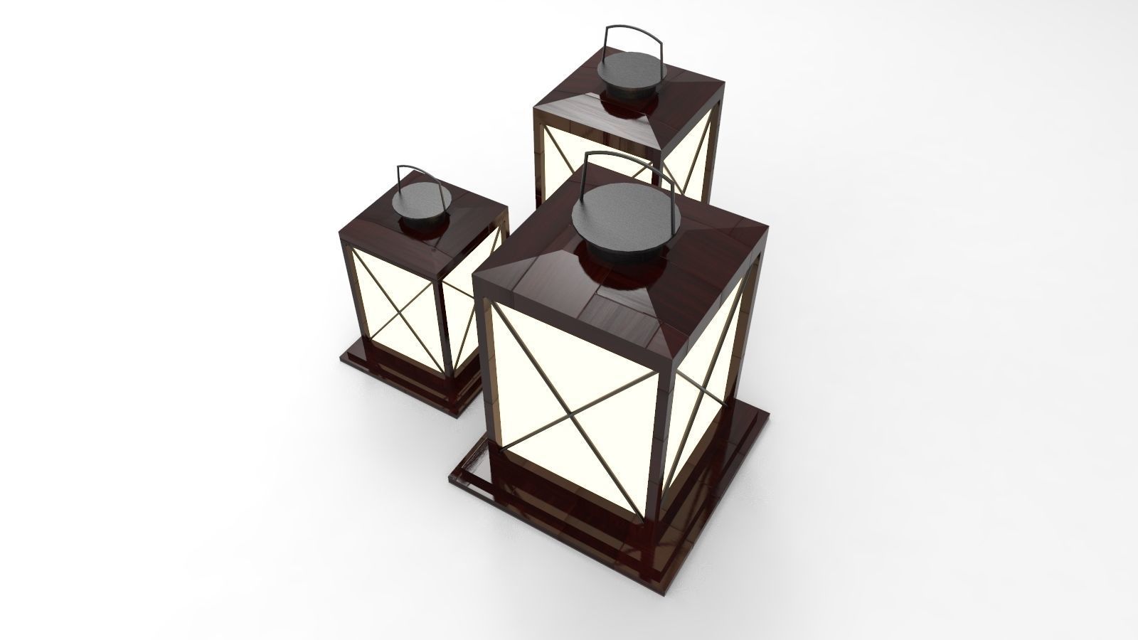 lantern I three wooden lanterns 3D model_1