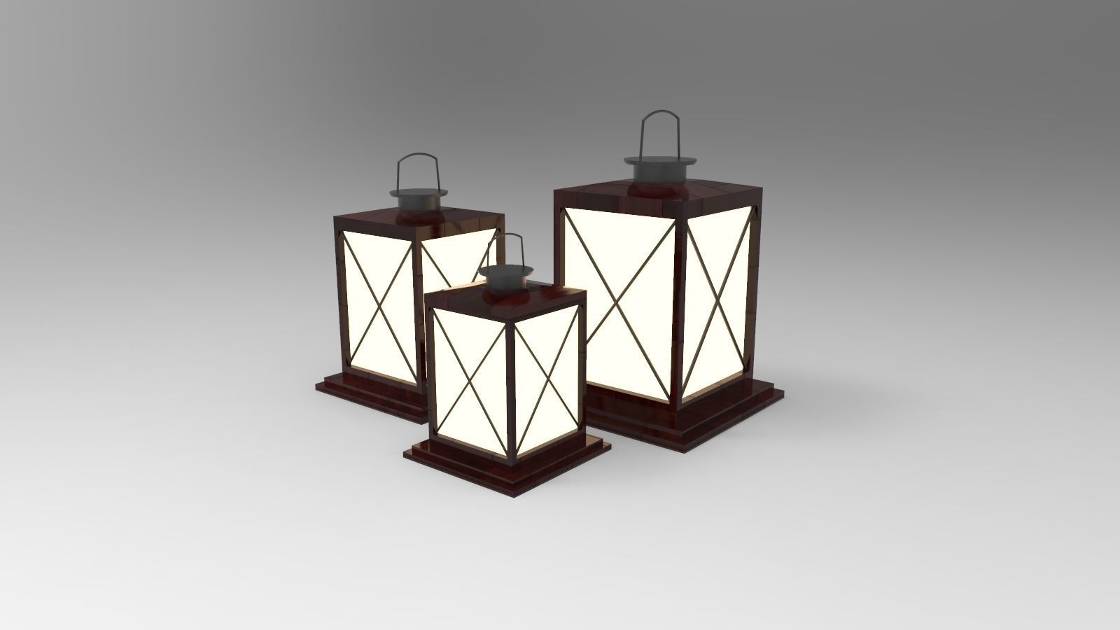 lantern I three wooden lanterns 3D model_3