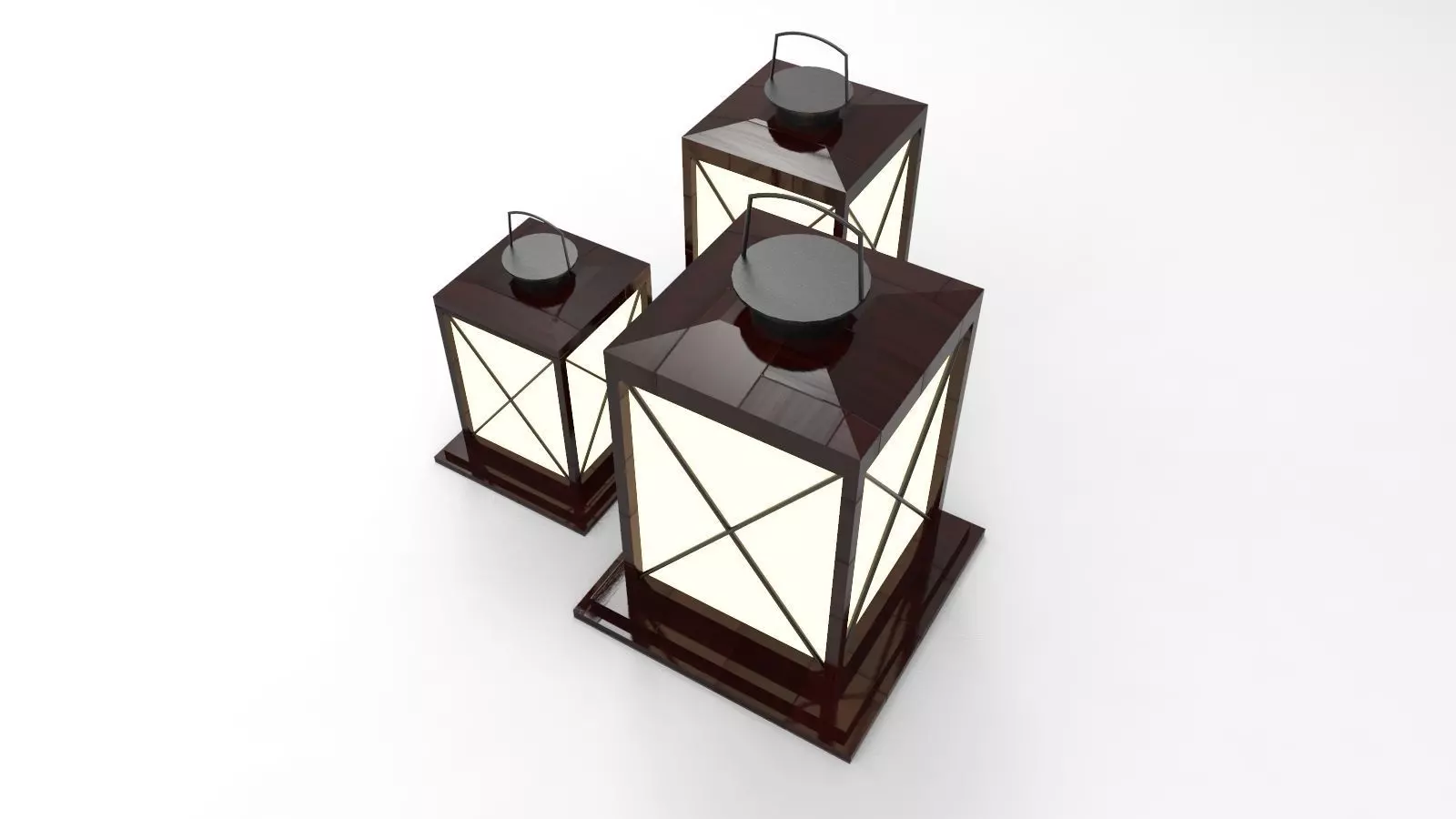lantern I three wooden lanterns 3D model_0