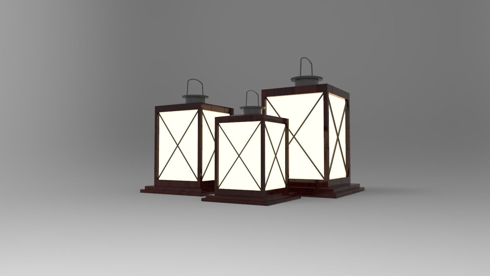 lantern I three wooden lanterns 3D model_8
