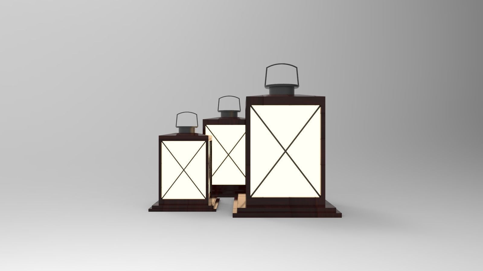 lantern I three wooden lanterns 3D model_6