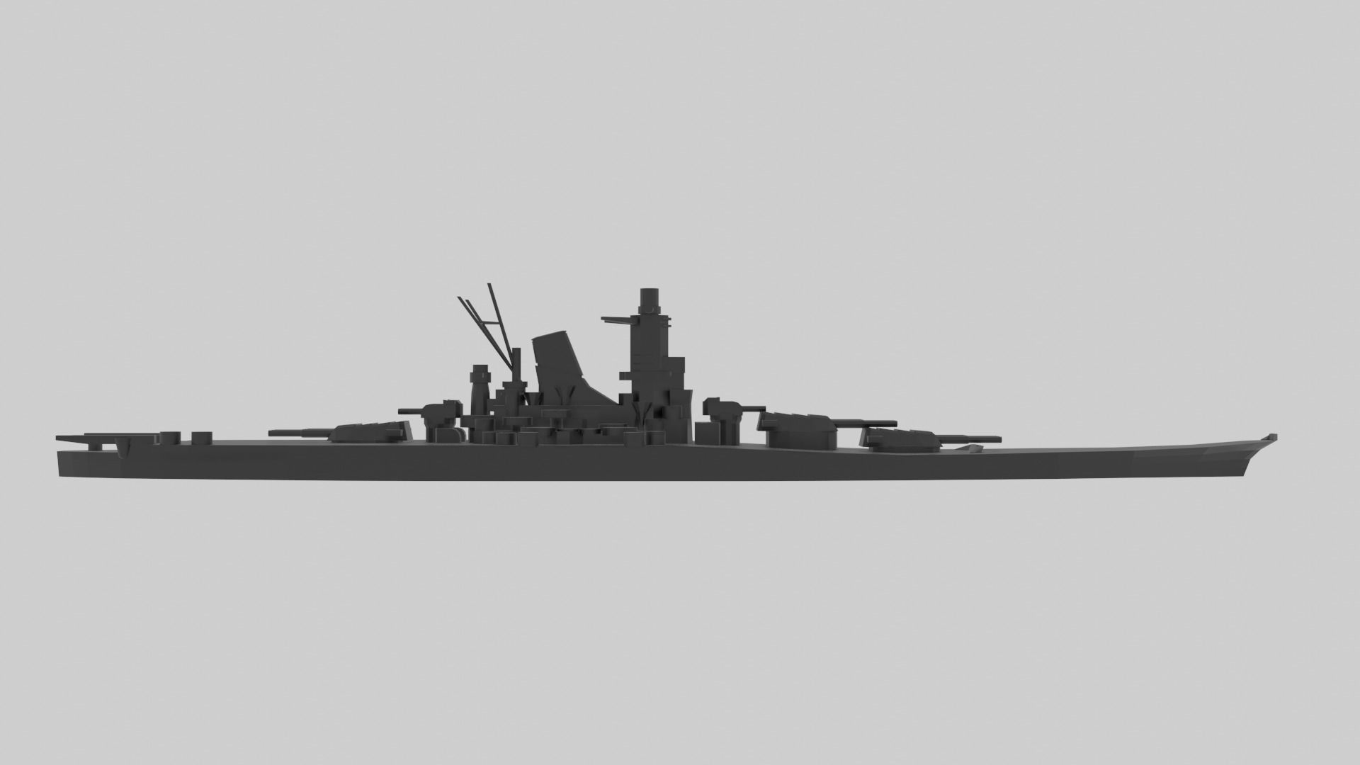 IJN Musashi - Model for small scale printing Free 3D print model_5