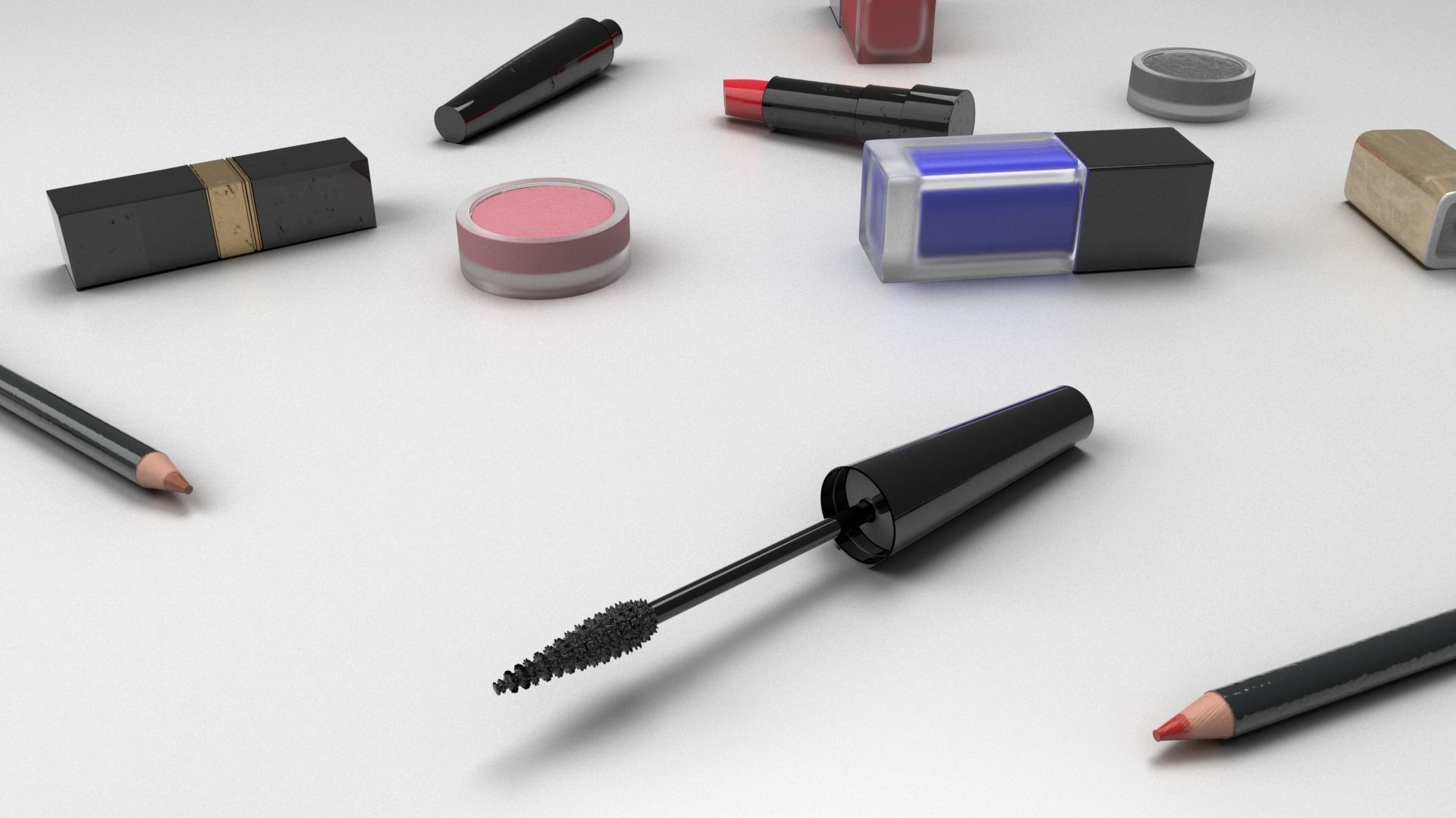Make Up Mascara Polish Eyeliner Lipsticks 3D model_3