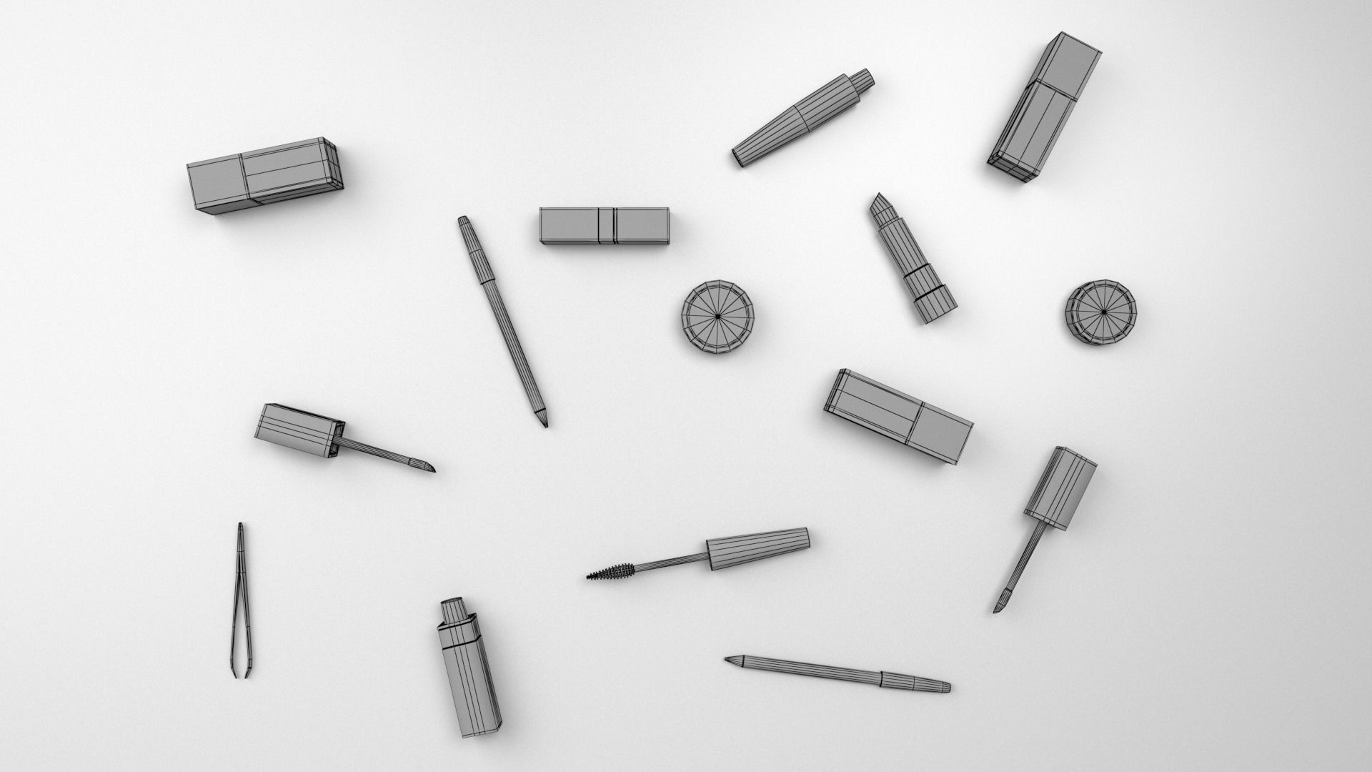 Make Up Mascara Polish Eyeliner Lipsticks 3D model_5