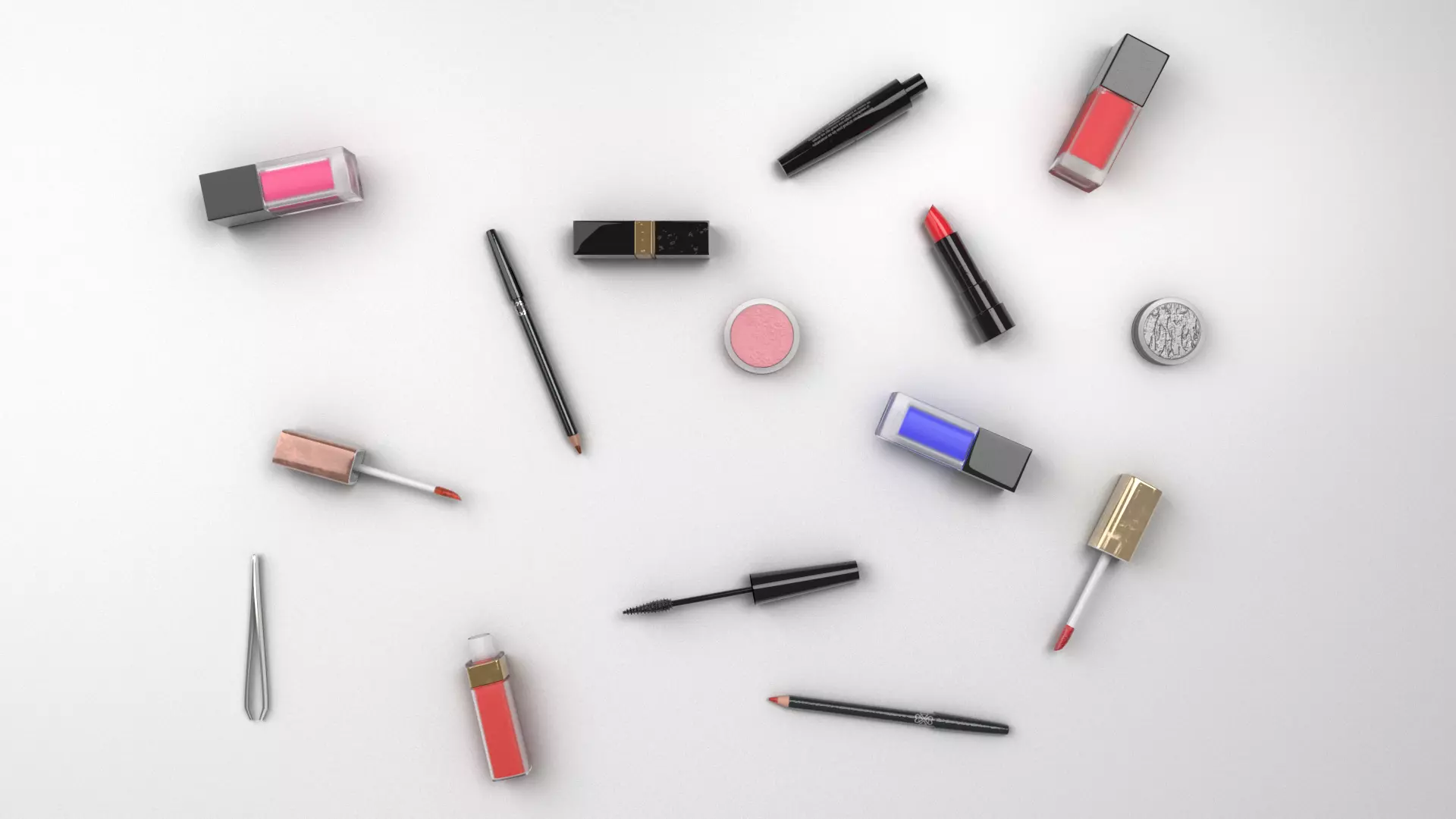 Make Up Mascara Polish Eyeliner Lipsticks 3D model_0