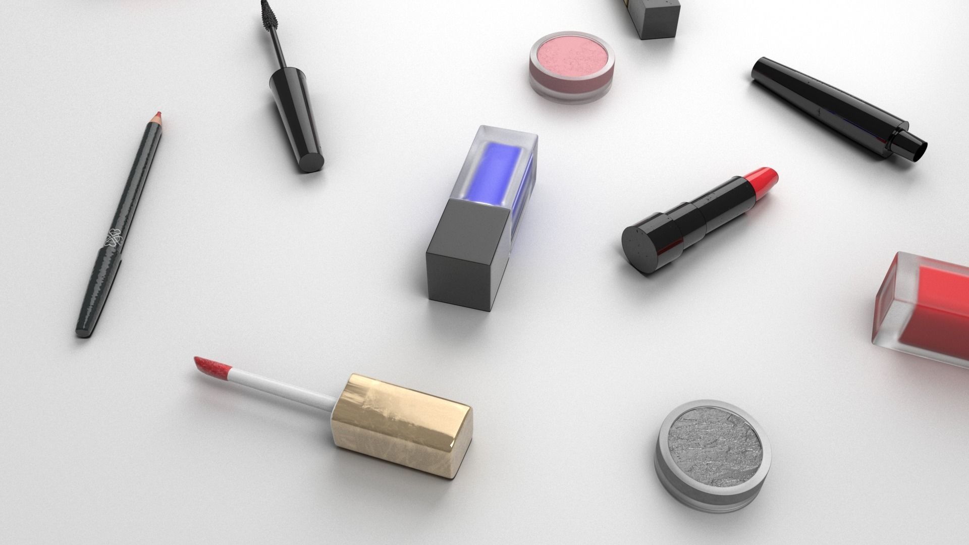 Make Up Mascara Polish Eyeliner Lipsticks 3D model_1