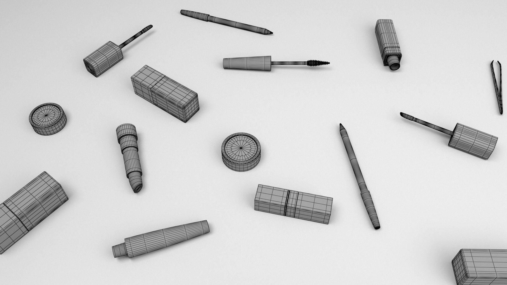 Make Up Mascara Polish Eyeliner Lipsticks 3D model_8