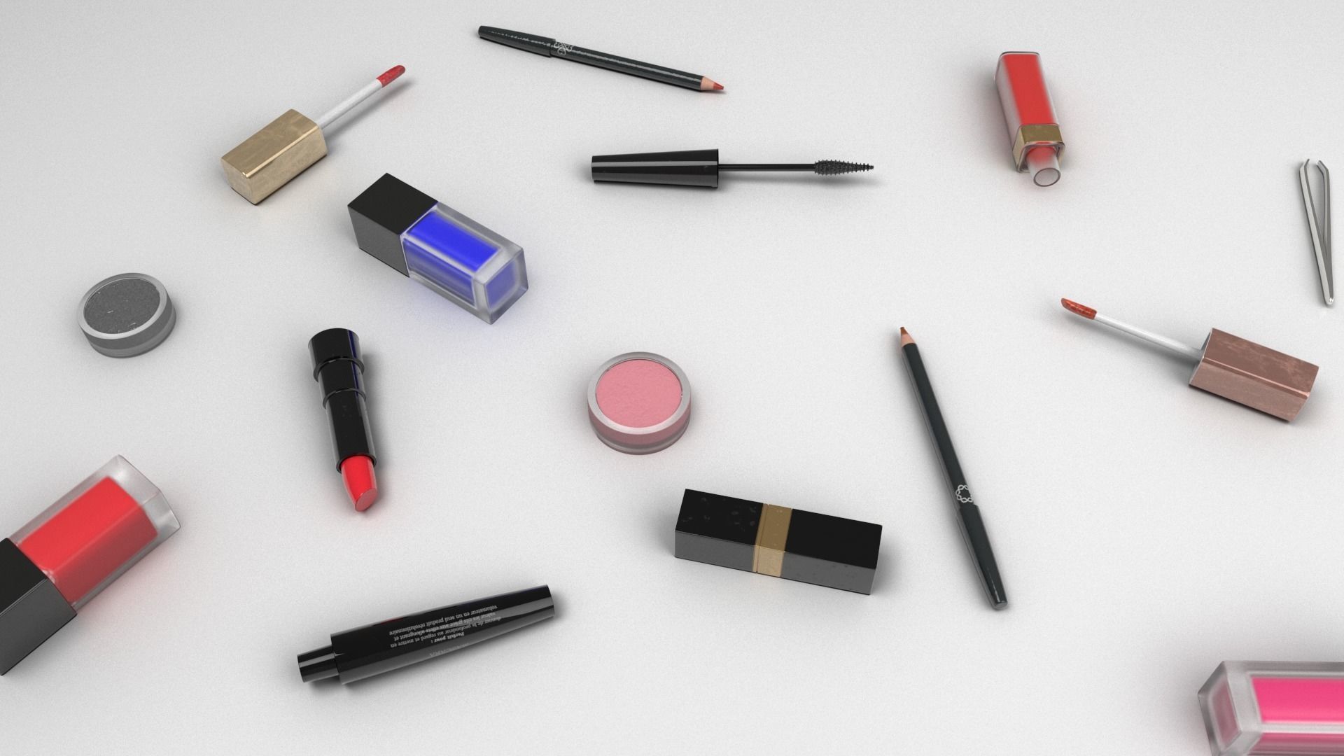 Make Up Mascara Polish Eyeliner Lipsticks 3D model_4