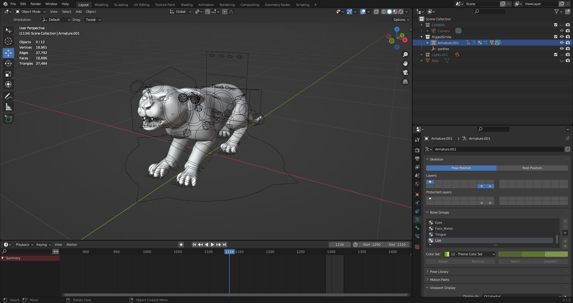 Fur Baby Lion Rigged and Animated in Blender  Low-poly 3D model_23