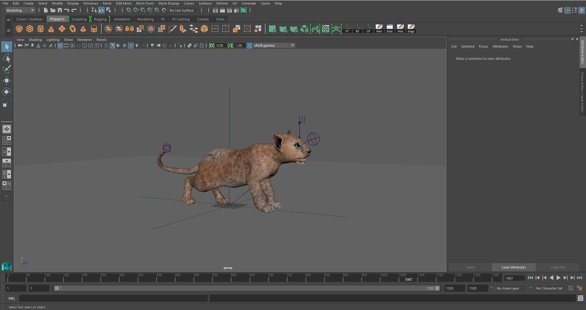 Fur Baby Lion Rigged and Animated in Blender  Low-poly 3D model_26