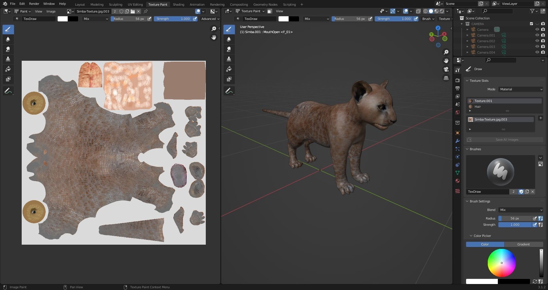 Fur Baby Lion Rigged and Animated in Blender  Low-poly 3D model_16