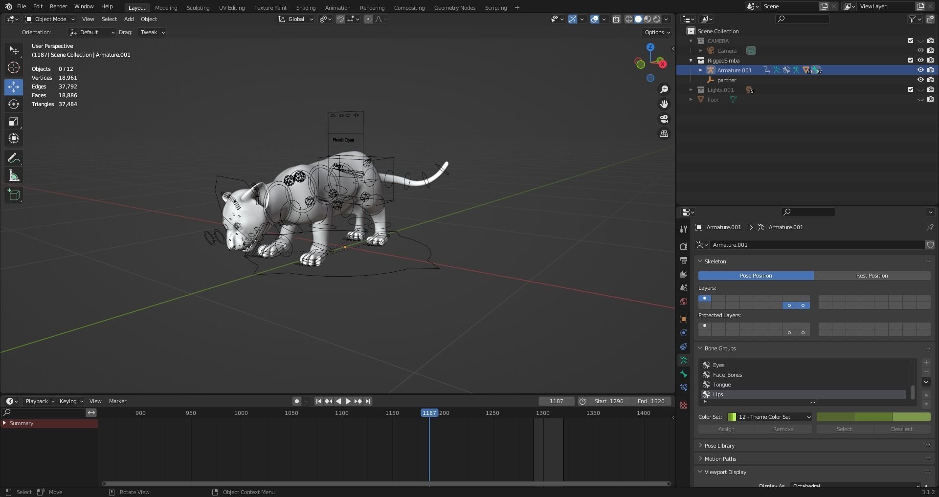 Fur Baby Lion Rigged and Animated in Blender  Low-poly 3D model_24