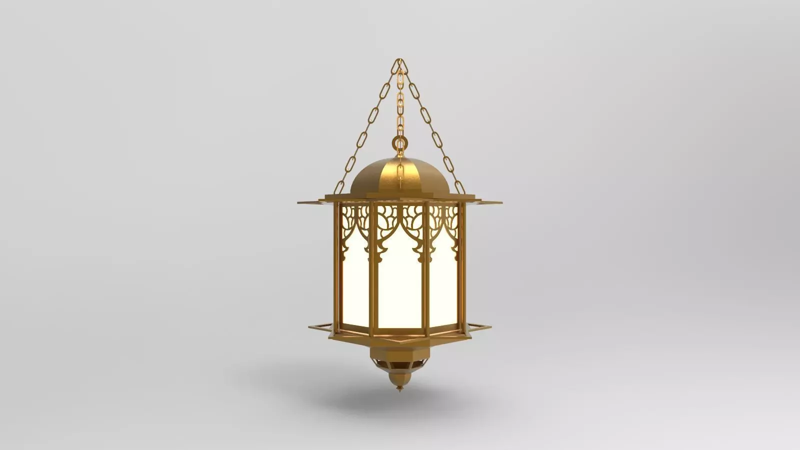 lantern S brass hanging on chain 3D model_0