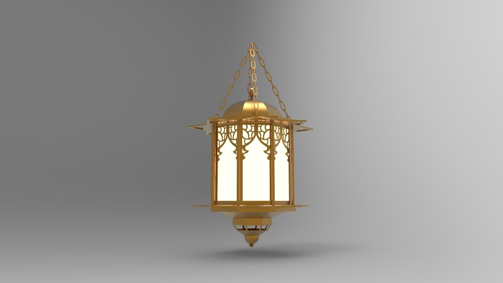 lantern S brass hanging on chain 3D model_3
