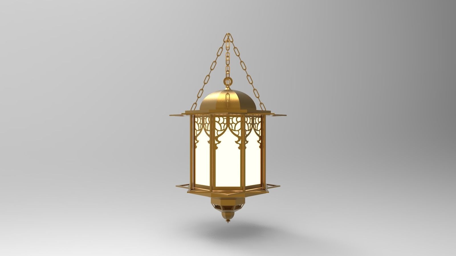 lantern S brass hanging on chain 3D model_1