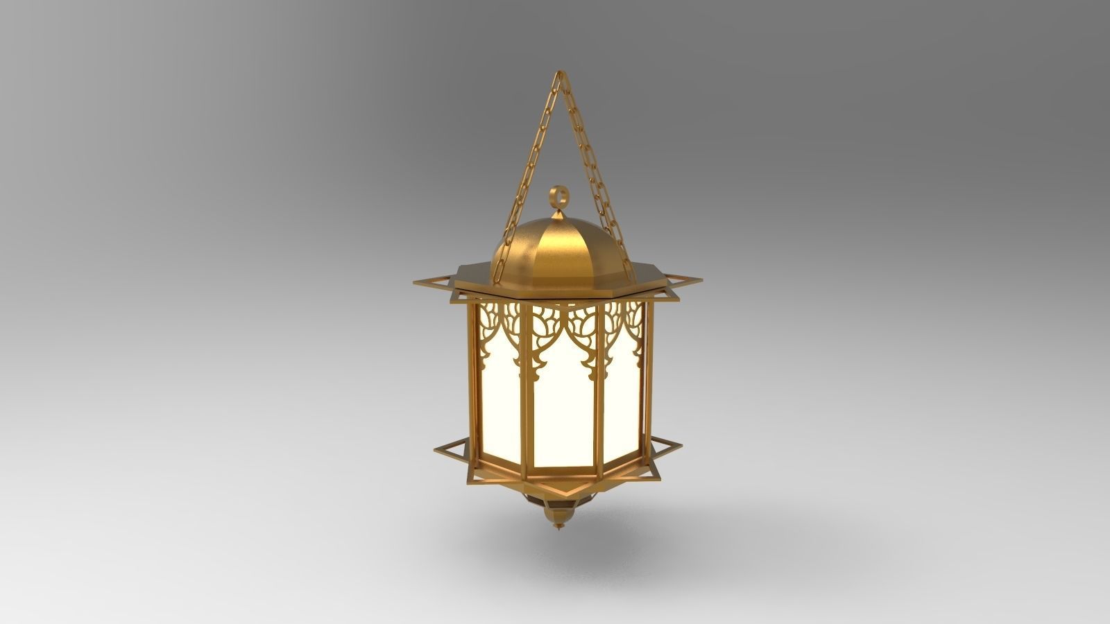 lantern S brass hanging on chain 3D model_2