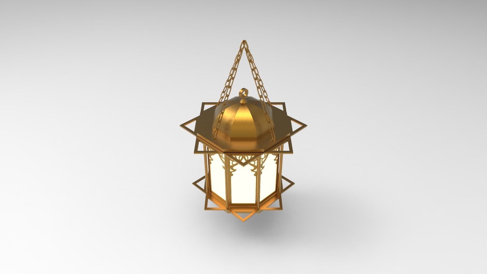 lantern S brass hanging on chain 3D model_4
