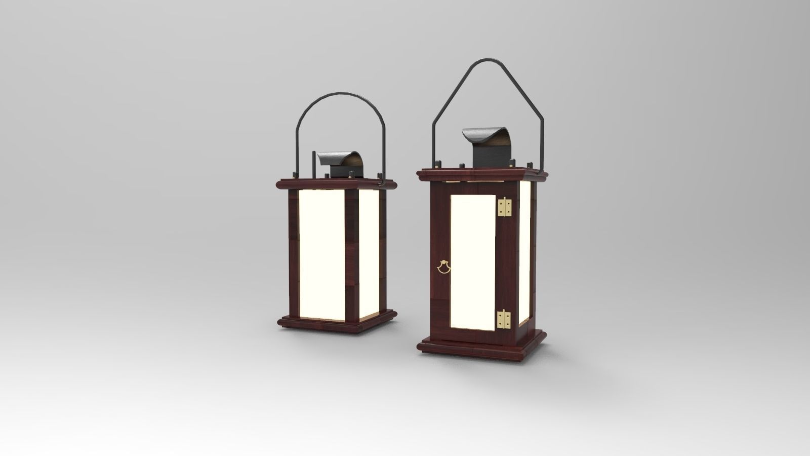 lantern T two wooden lanterns 3D model_4