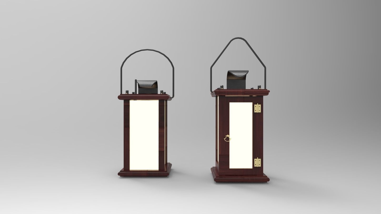 lantern T two wooden lanterns 3D model_2