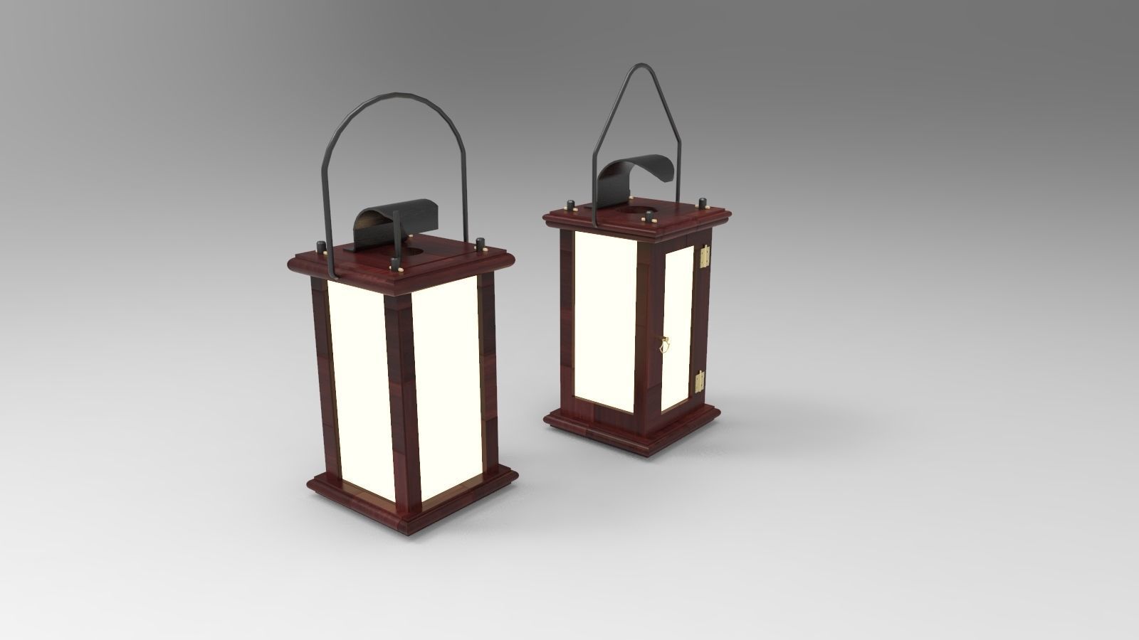 lantern T two wooden lanterns 3D model_3
